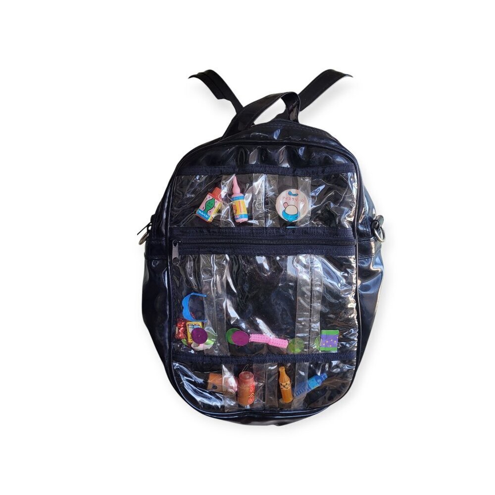 Vintage 1996 Japanese Clear Mini Backpack Toy Charms Fred Segal Rave Bag Y2K 90s
